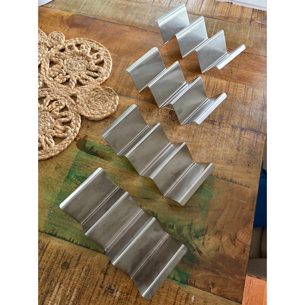 Taco Holder Set of 4 Silver Excellent Stainless Steel Metal Stands